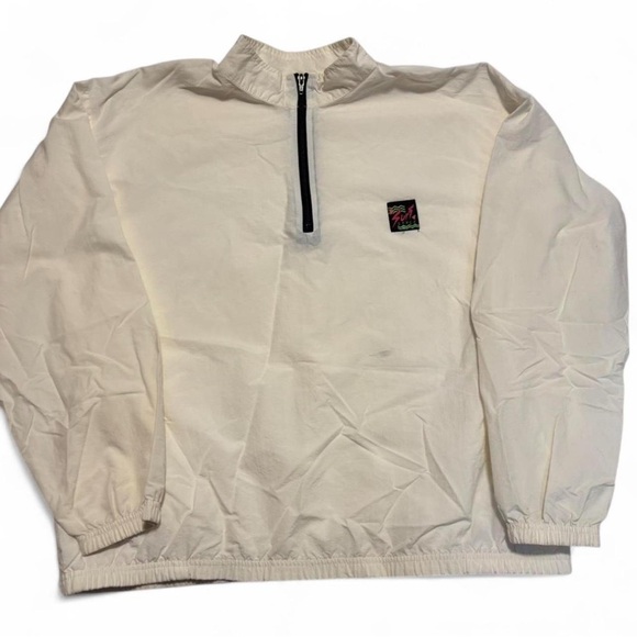 Vintage Surf Style Pullover Windbreaker Jacket OS XXL White FLAW - Picture 3 of 7